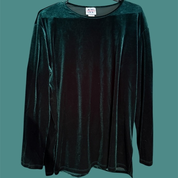 NEW VTG NU Dimension Green Velvet 2-Piece Set Maxi Skirt Long Sleeve Blouse Med - Picture 6 of 11